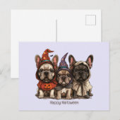 ハッピーハローウィンフランスのブルドッグ ポストカード (正面/裏面)