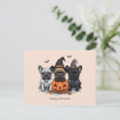 ハッピーハローウィンフランスのブルドッグ ポストカード (スタンド正面)