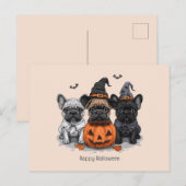 ハッピーハローウィンフランスのブルドッグ ポストカード (正面/裏面)