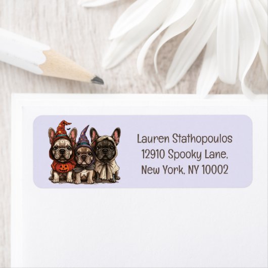 ハッピーハローウィンフランスのブルドッグ ラベル (インサイチュ)