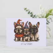 ハッピーハローウィンフランスのブルドッグ 招待状 (スタンド正面)