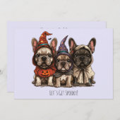 ハッピーハローウィンフランスのブルドッグ 招待状 (正面/裏面)