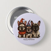 ハッピーハローウィンフランスのブルドッグ 缶バッジ (正面&裏面)