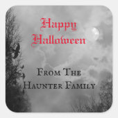 ハッピーハローウィンフルムーンとレイベンのカスタムステッカー スクエアシール (正面)