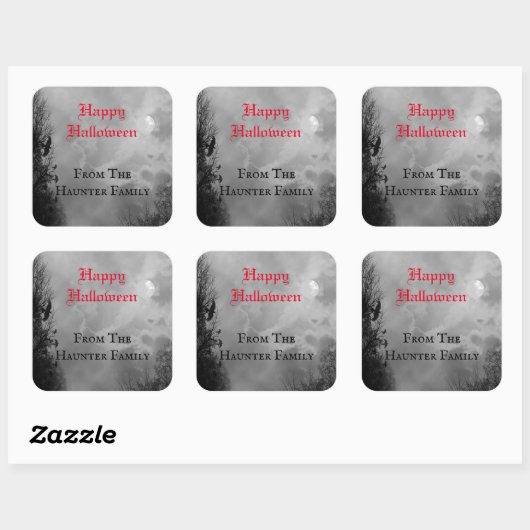 ハッピーハローウィンフルムーンとレイベンのカスタムステッカー スクエアシール (シート)