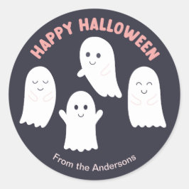 ハッピーハローウィンフレンドリー幽霊 ラウンドシール