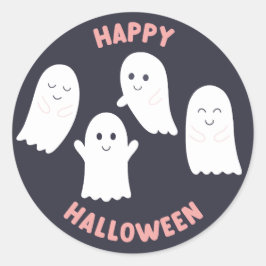 ハッピーハローウィンフレンドリー幽霊 ラウンドシール