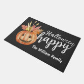 ハッピーハローウィンフローラカボチャパーソナライズされた ドアマット (アングル)