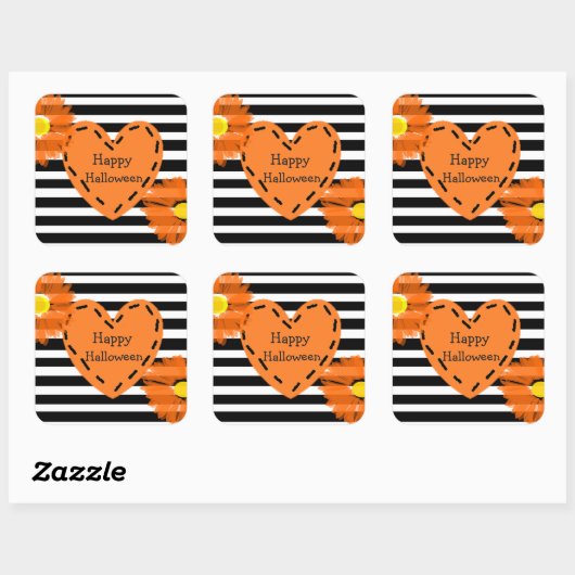 ハッピーハローウィンフローラハートシール スクエアシール (シート)