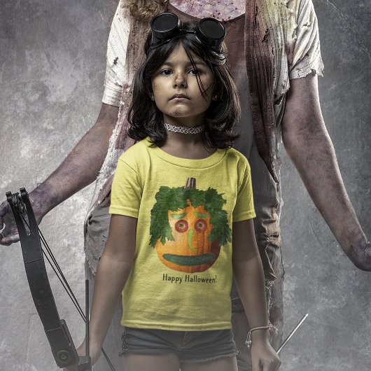 ハッピーハローウィンフードカボチャ顔キッズシャツ Tシャツ