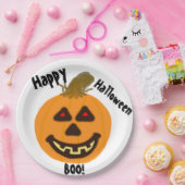 ハッピーハローウィンブスマイルカボチャ ペーパープレート (パーティー)