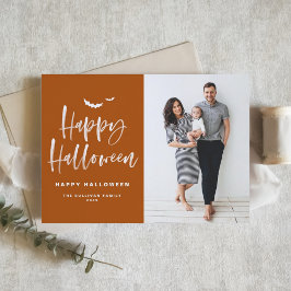 ハッピーハローウィンブラシレタリング燃えたオレンジ色の写真 シーズンカード