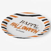 ハッピーハローウィンブラックとオレンジパターン ペーパープレート (アングル)