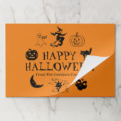 ハッピーハローウィンブラックオレンジ名前をカスタムするランチョンマット ペーパーパッド (折り畳み)