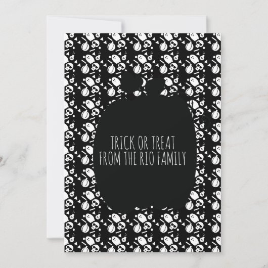 ハッピーハローウィンブラックカボチャスカルパターンカード (正面)