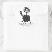 ハッピーハローウィンブラックキャットおもしろいカスタムステッカー ラウンドシール (バッグ)