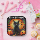 ハッピーハローウィンブラックキャットこうもりカボチャ ペーパープレート (パーティー)
