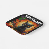 ハッピーハローウィンブラックキャットこうもりカボチャ ペーパープレート (傾斜あり)