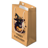 ハッピーハローウィンブラックキャットカボチャ |淡いオレンジ スモールペーパーバッグ (正面アングル)