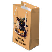 ハッピーハローウィンブラックキャットカボチャ |淡いオレンジ スモールペーパーバッグ (裏面アングル)