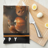 ハッピーハローウィンブラックキャットコレクション キッチンタオル (四つ折り)