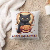 ハッピーハローウィンブラックキャットパンプキンハロウィーン クッション (ブランケット)