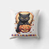 ハッピーハローウィンブラックキャットパンプキンハロウィーン クッション (裏面)