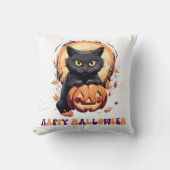 ハッピーハローウィンブラックキャットパンプキンハロウィーン クッション (正面)