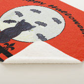 ハッピーハローウィンブラックキャットフェンスムーン飛んでいるこうもり シェルパブランケット (3/4)