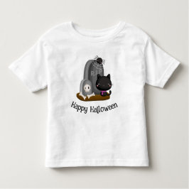 ハッピーハローウィンブラックキャットヘッドライツ トドラーTシャツ