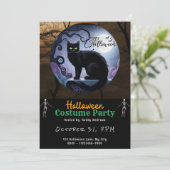 ハッピーハローウィンブラックキャットムーンブラックハロウィーン 招待状 (スタンド正面)
