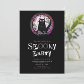 ハッピーハローウィンブラックキャットレッド&パープルハロウィーン 招待状 (スタンド正面)