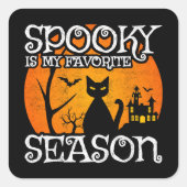 ハッピーハローウィンブラックキャット不気味シーズンおもしろいホール スクエアシール (正面)