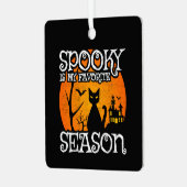 ハッピーハローウィンブラックキャット不気味シーズンおもしろいホール メタルオーナメント (正面左)