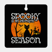 ハッピーハローウィンブラックキャット不気味シーズンおもしろいホール メタルオーナメント (裏面)