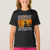 ハッピーハローウィンブラックキャット不気味シーズンおもしろいホール Tシャツ (正面)