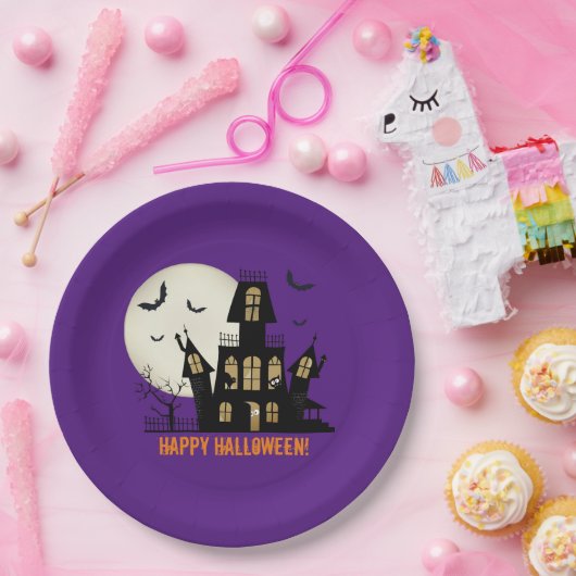 ハッピーハローウィンブラックキャット不気味ハ幽霊のよく出るウス ペーパープレート (パーティー)