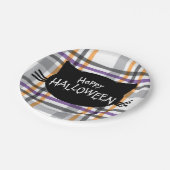 ハッピーハローウィンブラックキャット顔シルエット ペーパープレート (アングル)