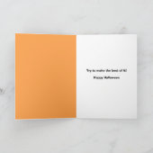 ハッピーハローウィンブラックキャット顔マスクユーモア シーズンカード (内部)