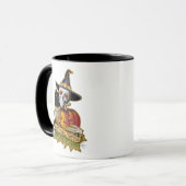 ハッピーハローウィンブラックキャット、スカル、カボチャ マグカップ (正面左)