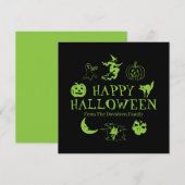 ハッピーハローウィンブラックグリーン名前をカスタムするカード (正面/裏面)