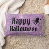 ハッピーハローウィンブラックスパイダー付き怖い紫 ランバークッション (ブランケット)