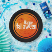 ハッピーハローウィンブラック&オレンジ ペーパープレート (パーティー)