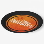 ハッピーハローウィンブラック&オレンジ ペーパープレート (アングル)