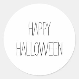 ハッピーハローウィンブラック&ホワイト不気味手書 ラウンドシール