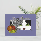 ハッピーハローウィンブラック&ホワイト猫 カード (スタンド正面)