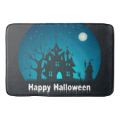 ハッピーハローウィンブルーアンドブラックハ幽霊のよく出るウス バスマット (正面)