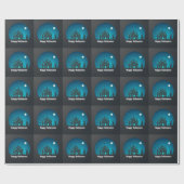 ハッピーハローウィンブルーアンドブラックハ幽霊のよく出るウス ラッピングペーパー (フラット)