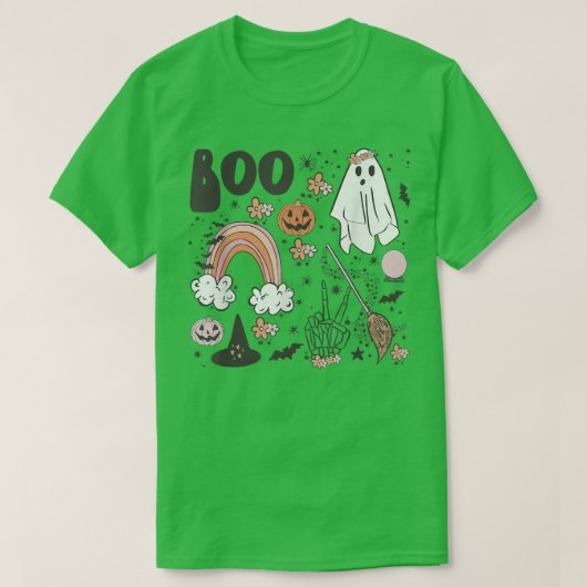 ハッピーハローウィンブースパイダースウィッチハットレインボーホール Tシャツ (デザイン正面)