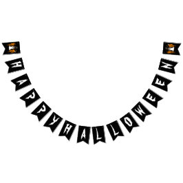 ハッピーハローウィンブーブブラック&ホワイト バンティングフラッグ
